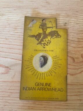 Genuine Indian Arrowhead Display Card with Arrowhead